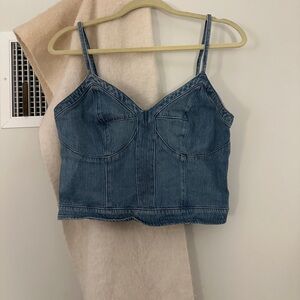 Size 8 Denim Cropped Corset Top - Brand New
